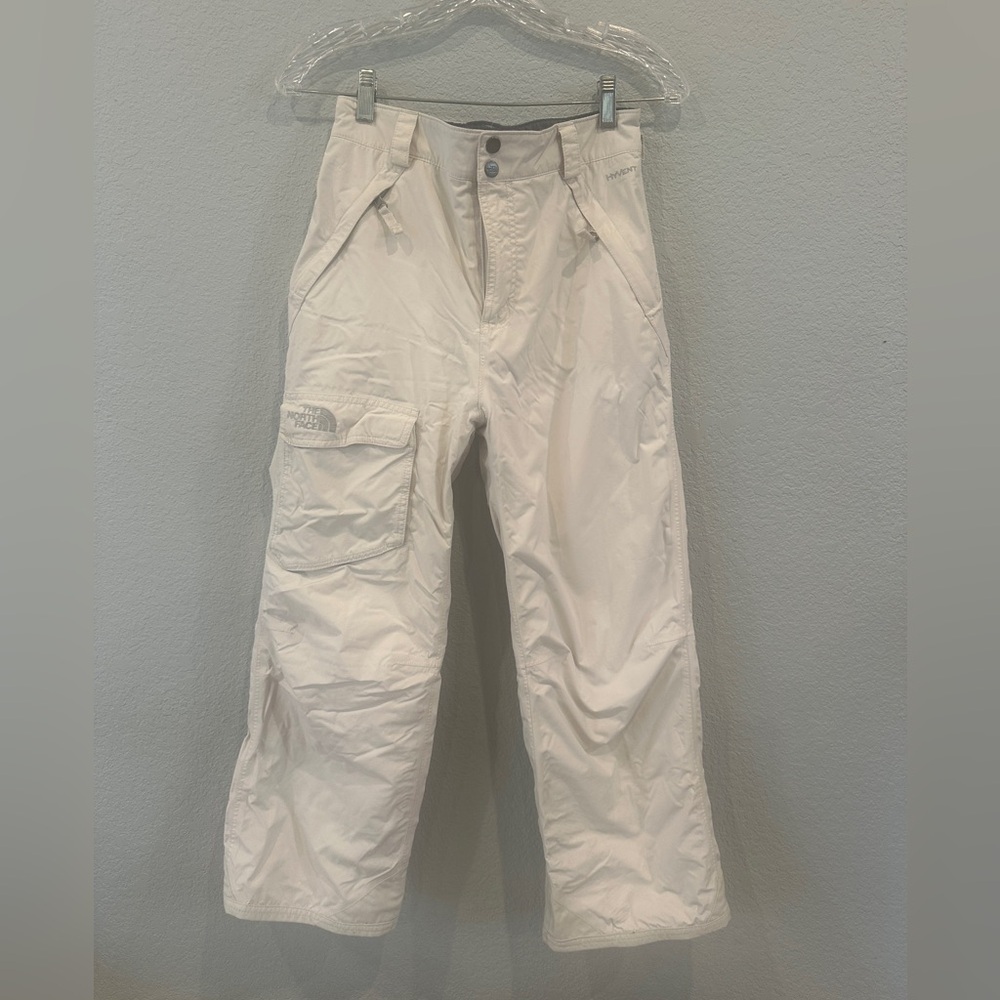 EUC Girls White/Very light gray North Face Ski Snowboard Pants Large